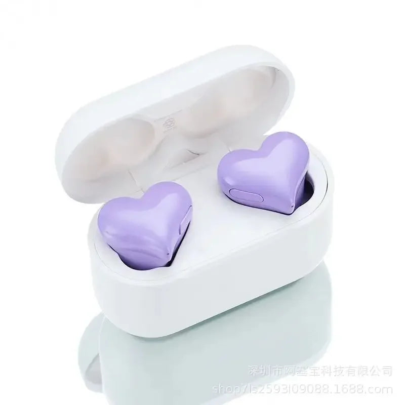 Fones de Ouvido Sem Fio Bluetooth em formato de coração e led.