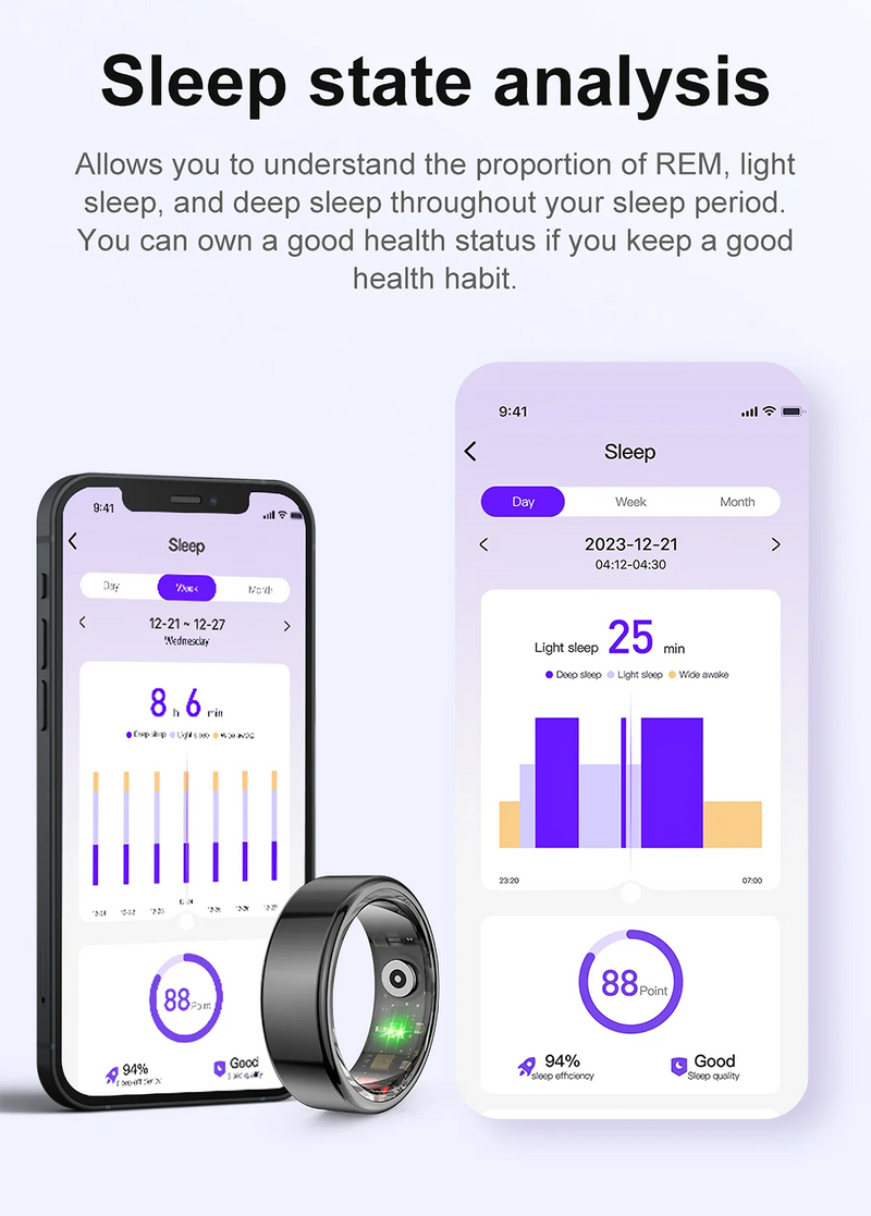 Anel Inteligente IA - Smart Ring, Elegante e Moderno,  Monitoramento de Saúde e Esporte