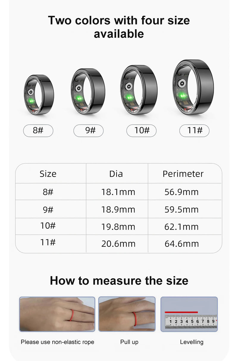 Anel Inteligente IA - Smart Ring, Elegante e Moderno,  Monitoramento de Saúde e Esporte