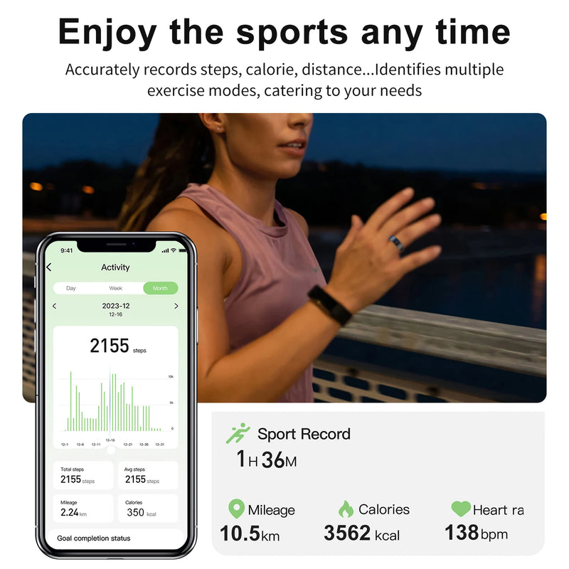 Anel Inteligente IA - Smart Ring, Elegante e Moderno,  Monitoramento de Saúde e Esporte
