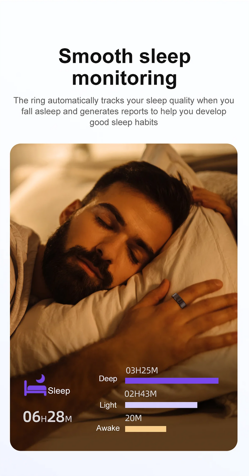 Anel Inteligente IA - Smart Ring, Elegante e Moderno,  Monitoramento de Saúde e Esporte